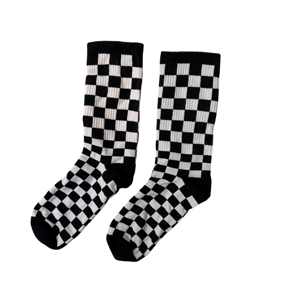 2000s Emo Black & White Checkered Socks